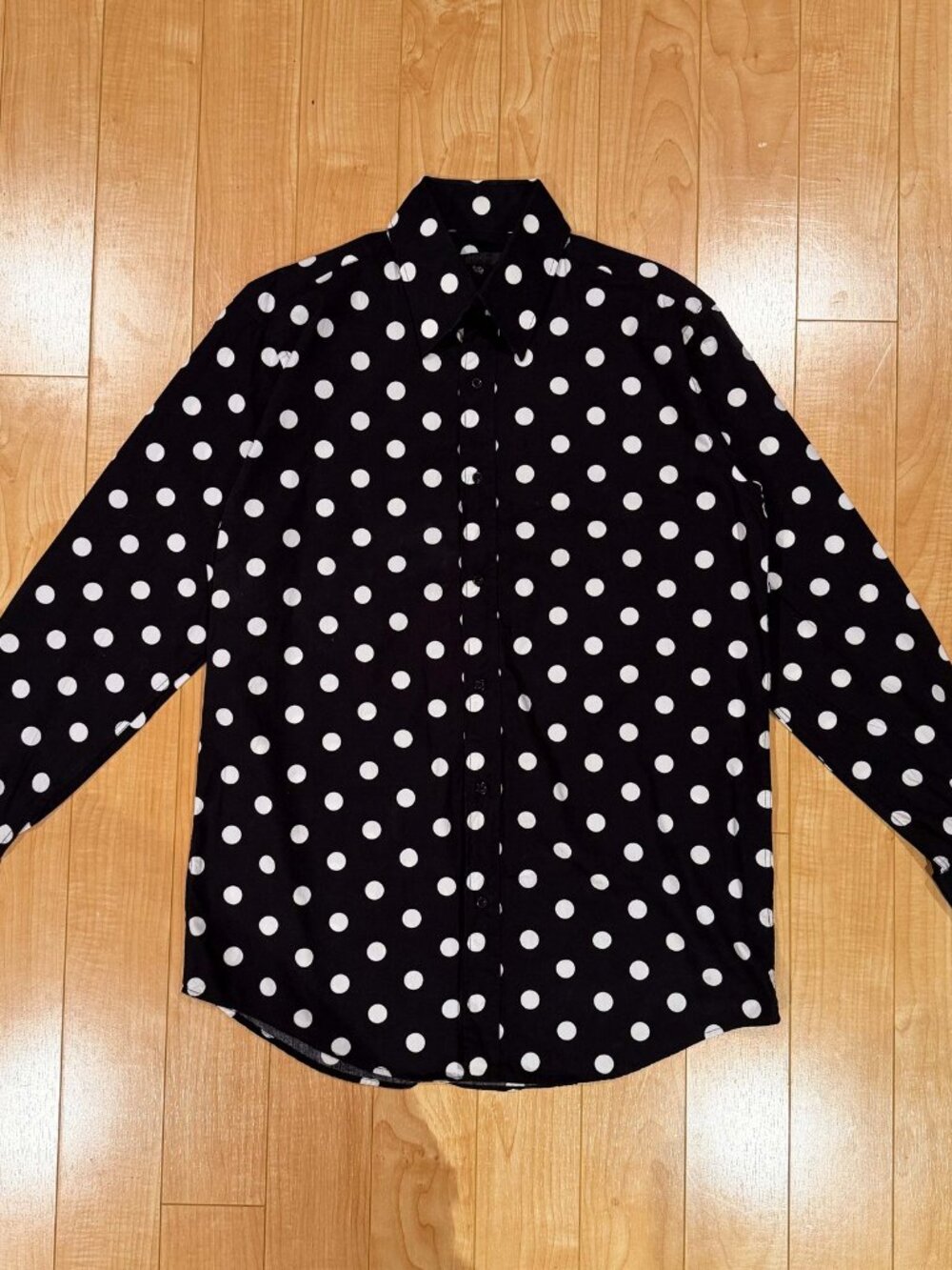 Gerorge's Polka Dot Black and White Button Down Shirt - M